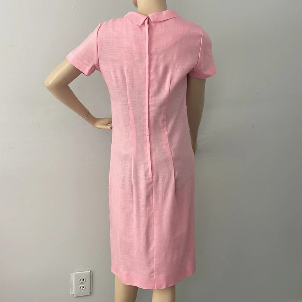 Vintage Pink Linen and Lace Carol Brent Dress - Picture 8 of 17